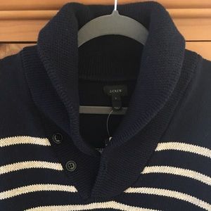 J. Crew Striped Shawl Collar Sweater